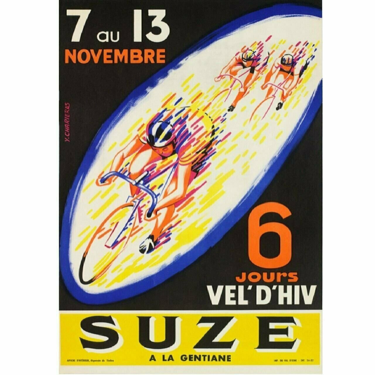 Cycling Poster Suze 6-day Race Bicycle Poster Fine Art Bicycle Poster  11" x 17"