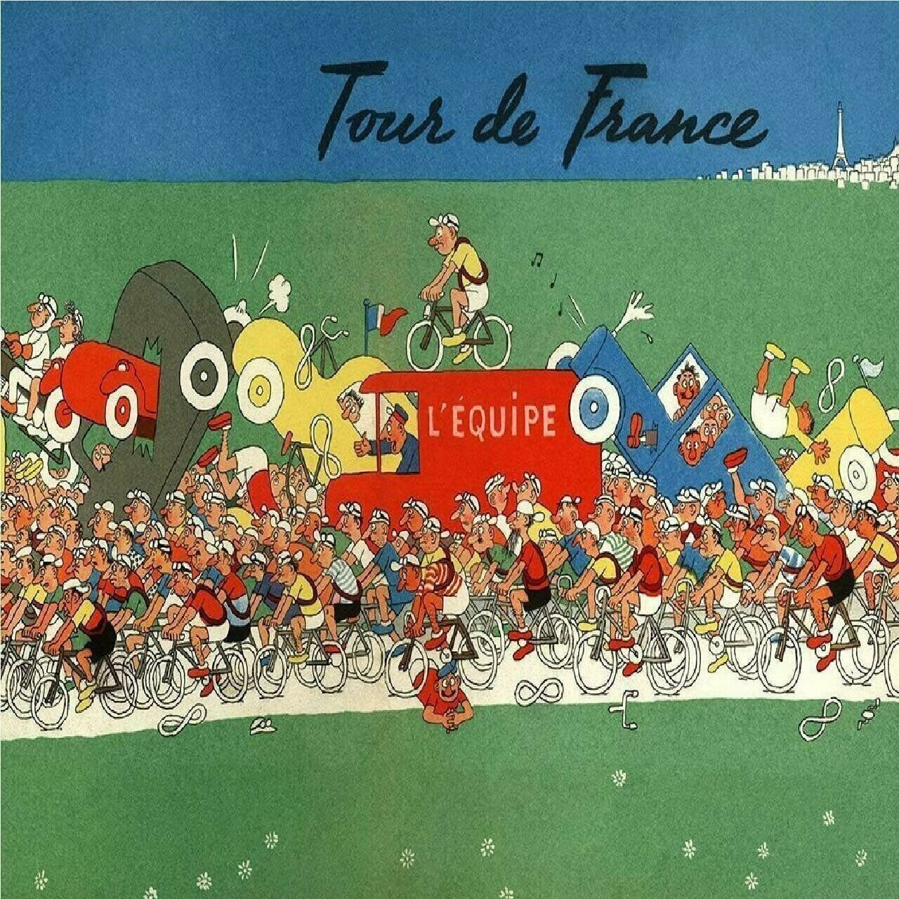 Cycling Poster Tour De France Chaos vintage bicycle art Tour De France 11" x 17"