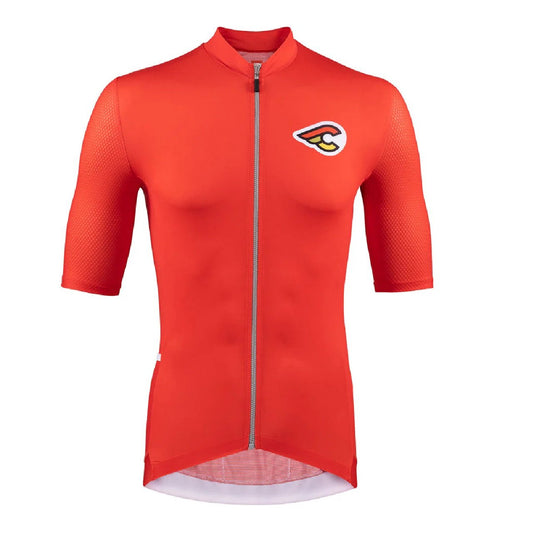 Cinelli Tempo Mesh "in Bike We Trust" Full Zip Cycling Jersey Red