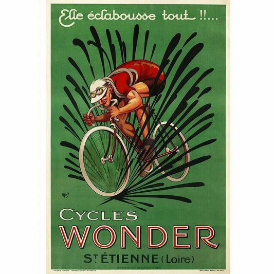 Cycling Poster Cycles Wonder Vintage Bicycling Art Poster by Michel Liebeaux