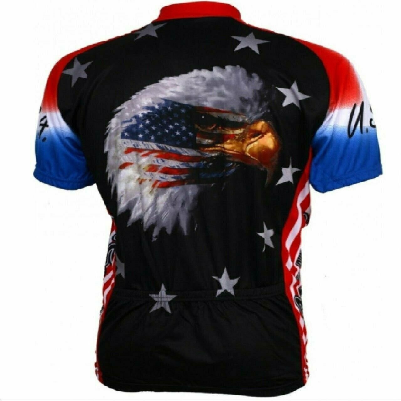 Cycling Jersey American Eagle Patriotic Short Sleeve Men's 3/4 zip