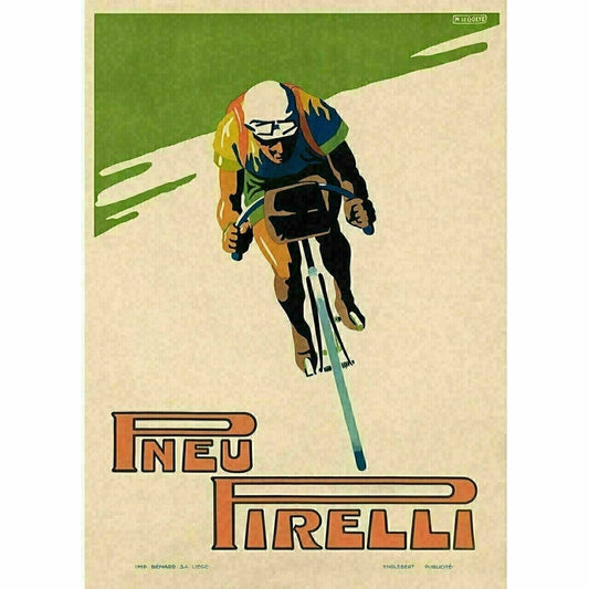 Cycling Poster Pneu Pirelli Vintage Bicycle Poster Print Cycling Art