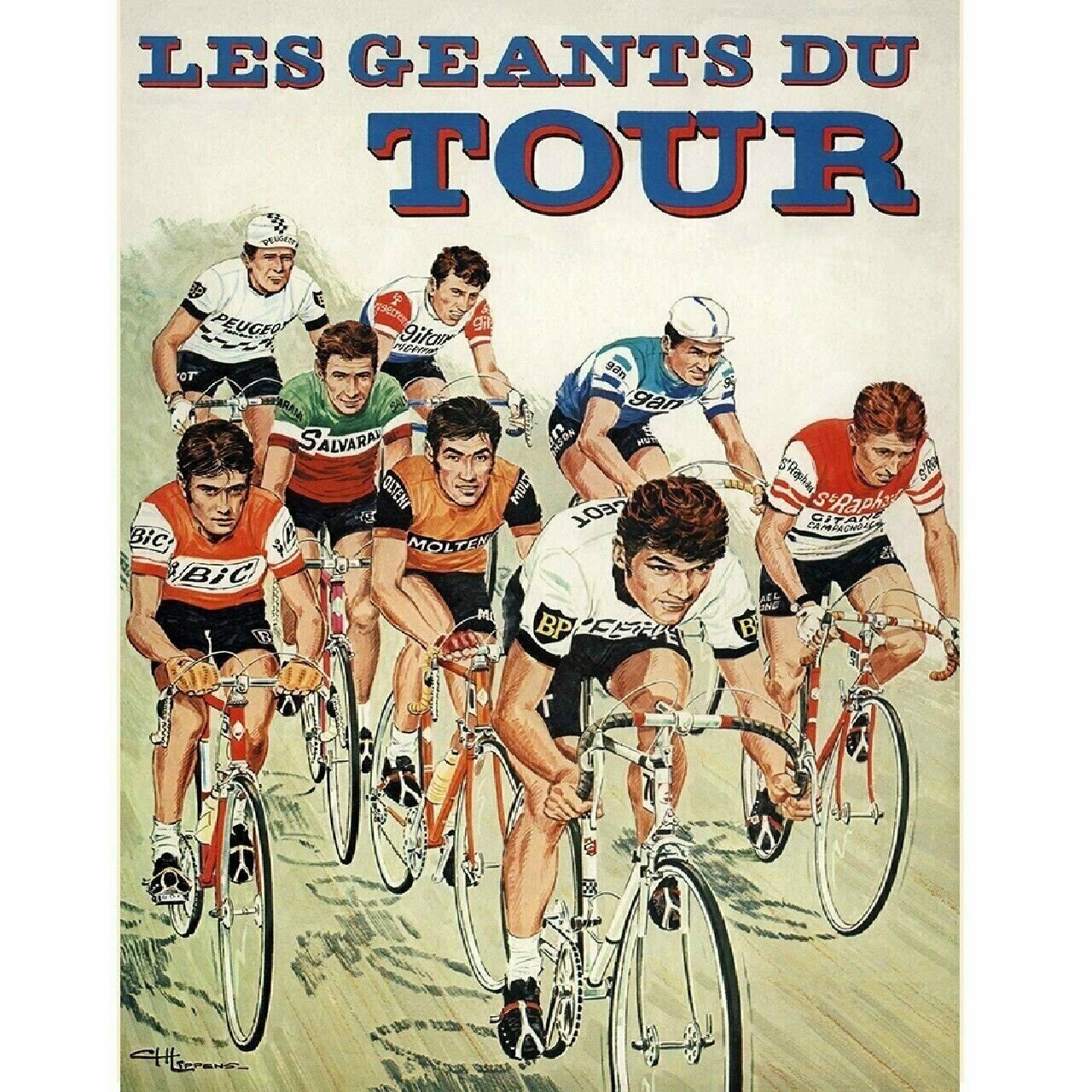 Cycling Poster The Giants of the Tour de France Bicycle Poster Fine 11" x 17"