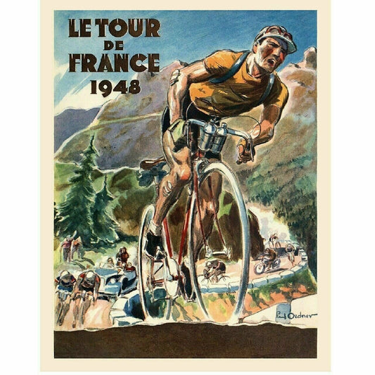 Cycling Poster 1948 Le Tour De France Bicycle Poster Fine Art Vintage 24" x 36"