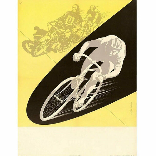 Cycling Poster Motor Pace Racer Bicycle Poster Fine Art Vintage 18" x 24"