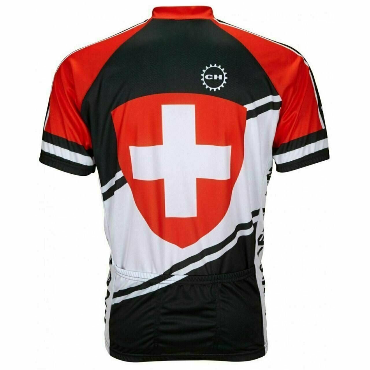 Cycling Jersey Switzerland Flag Short sleeve Half zip men's