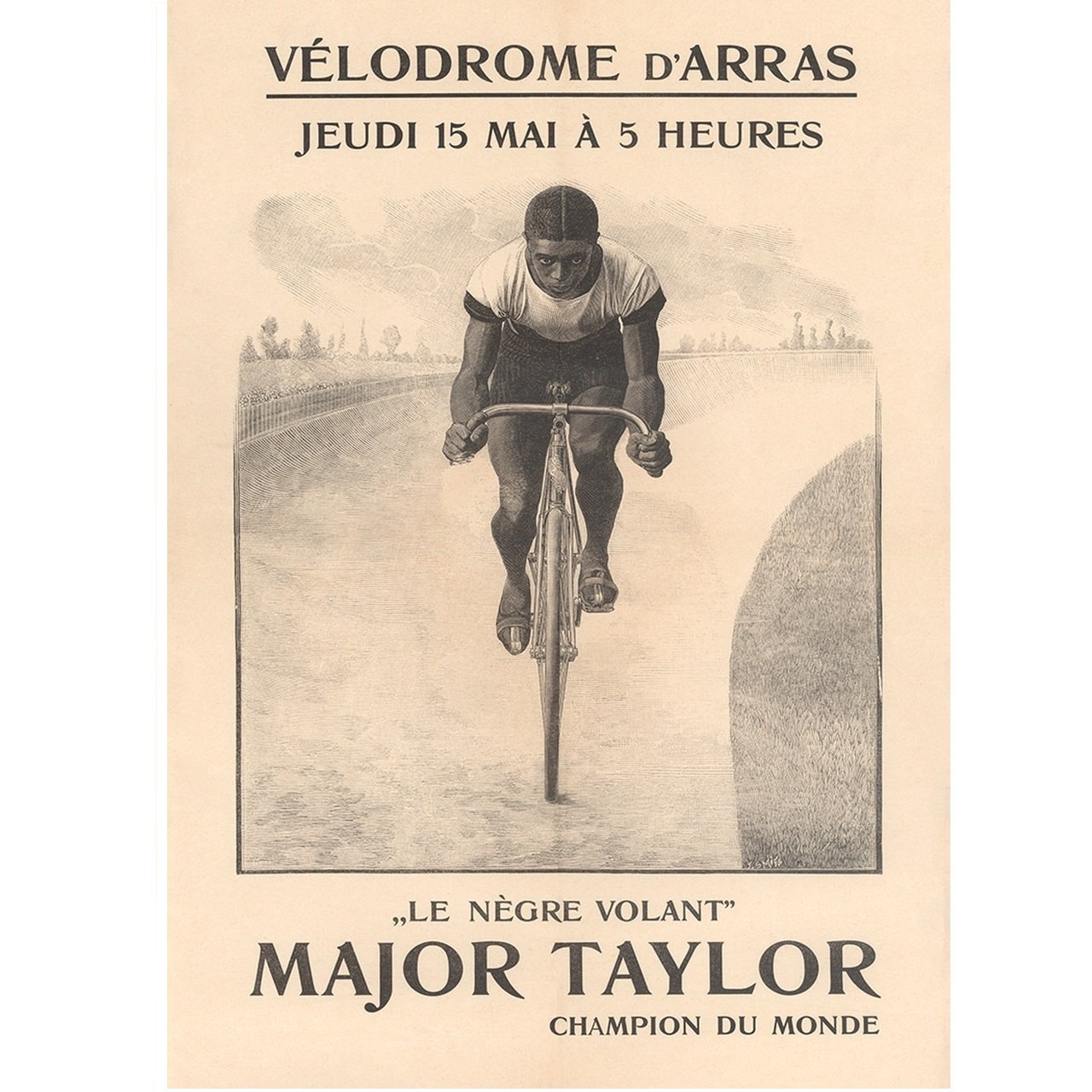 Major Taylor Velodrome d'Arras 1902  Poster Bicycle racing Poster vintage bicycle art