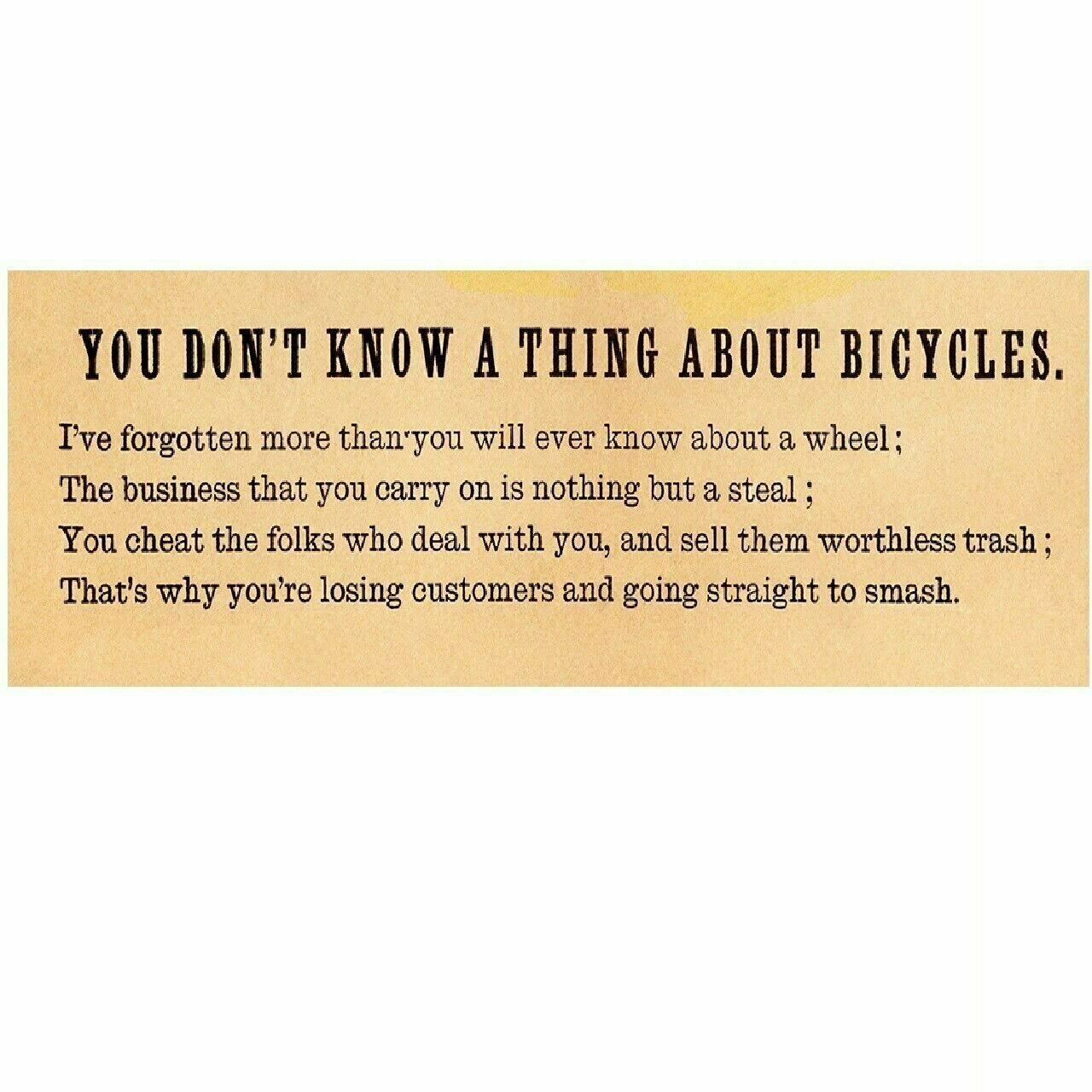 Cycling Poster You don't Know a Thing about bicycles art poster 24" x 36"