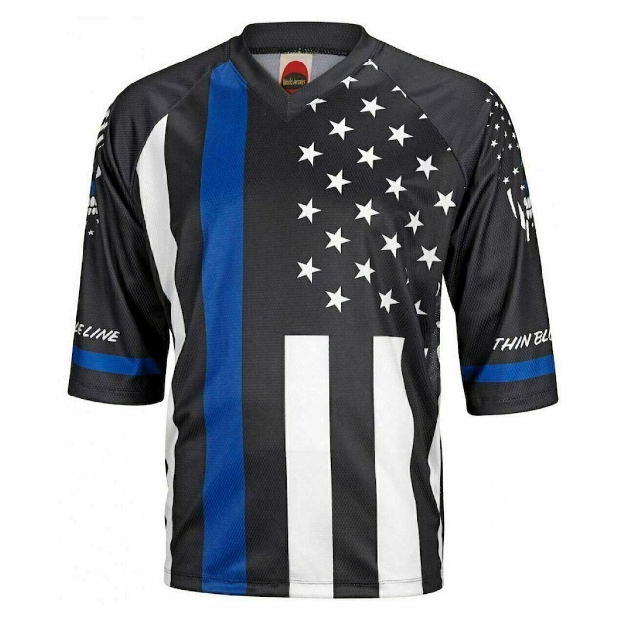 Thin Blue Line Men's Mountain Bike MTB Jersey 3/4 length sleeve loose fit