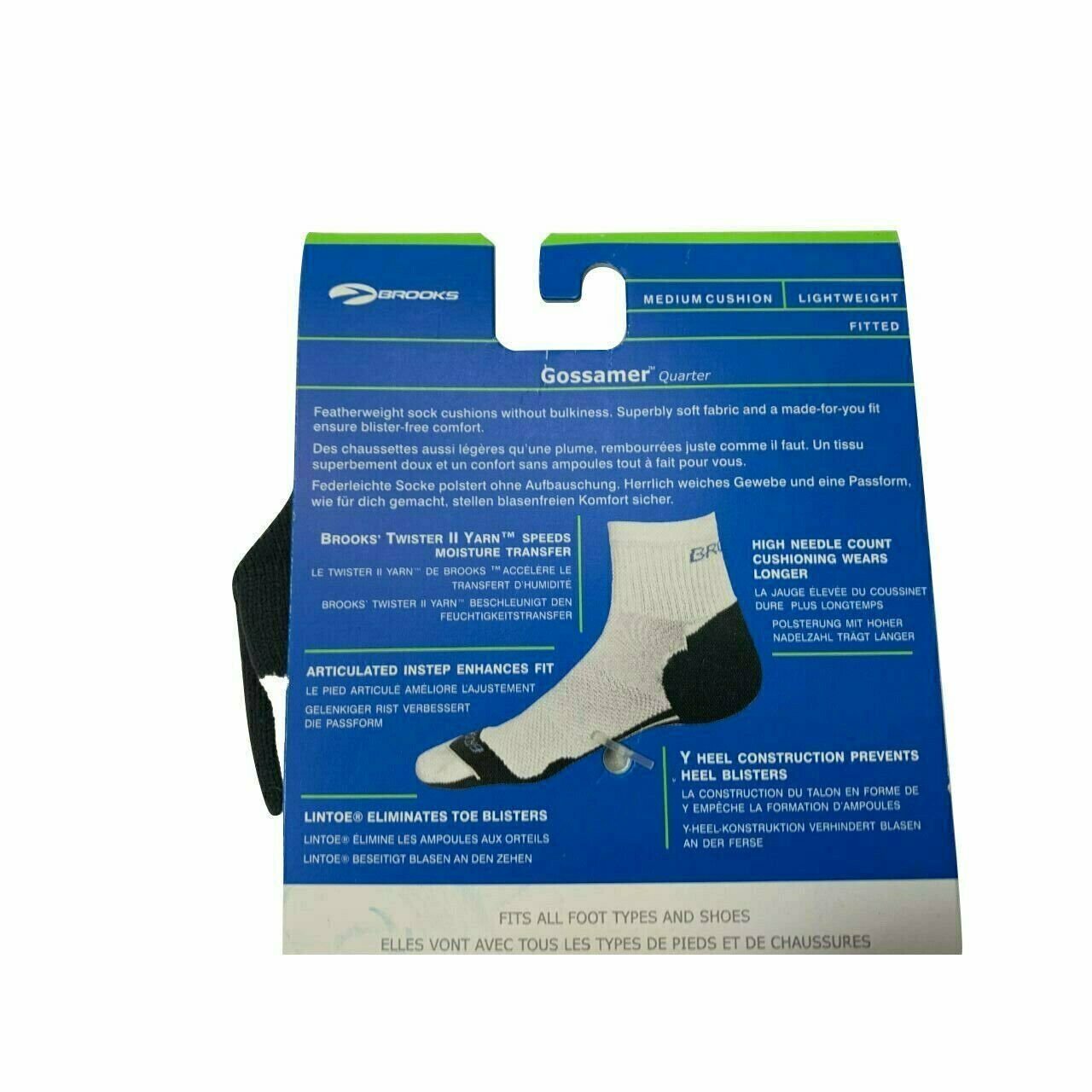 Brooks Gossamer Quarter length Running Sock Med Cushioning  Large (W11+, M10-12)