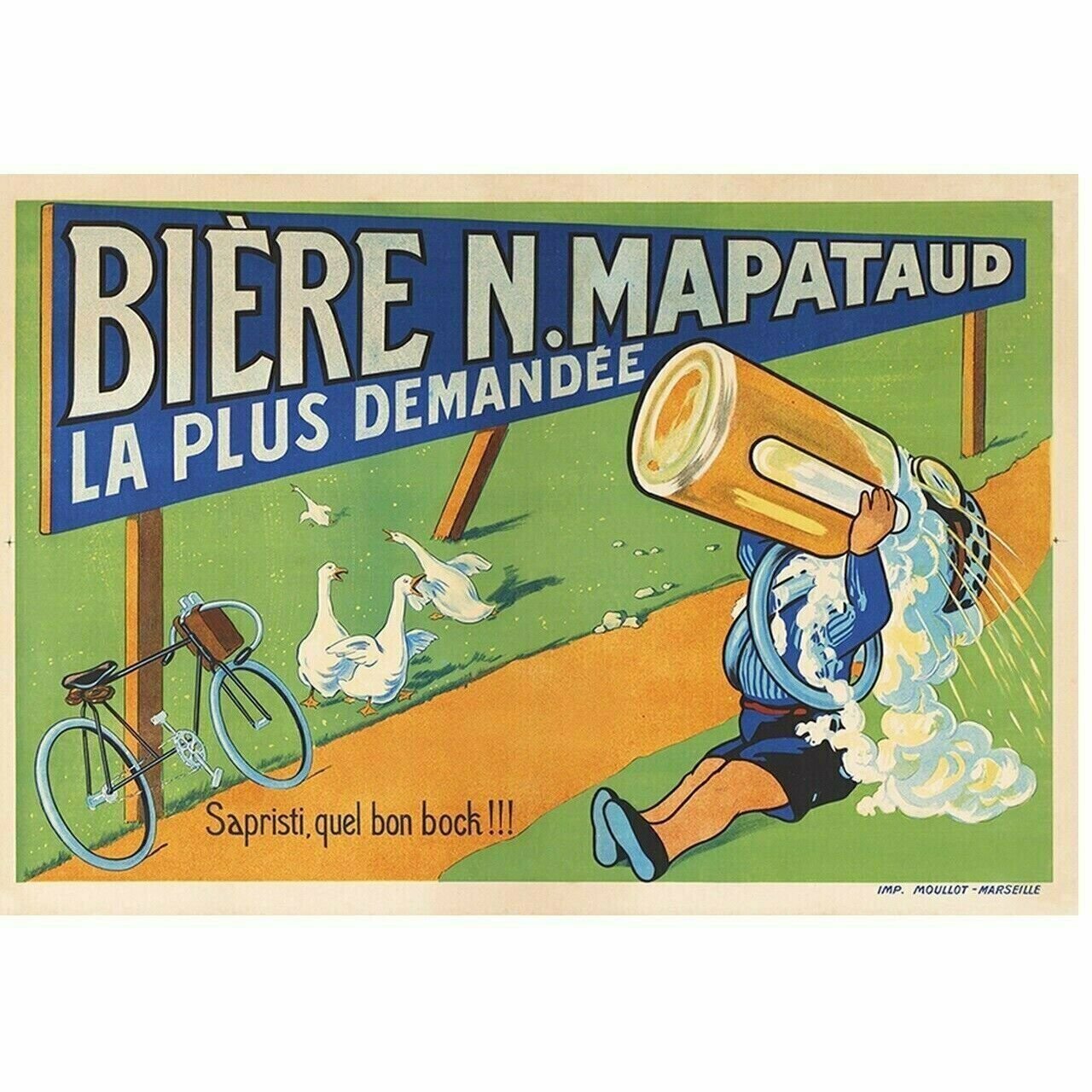 Cycling Poster Biere N. Mapataud Fine Art Vintage Bicycle Poster Print