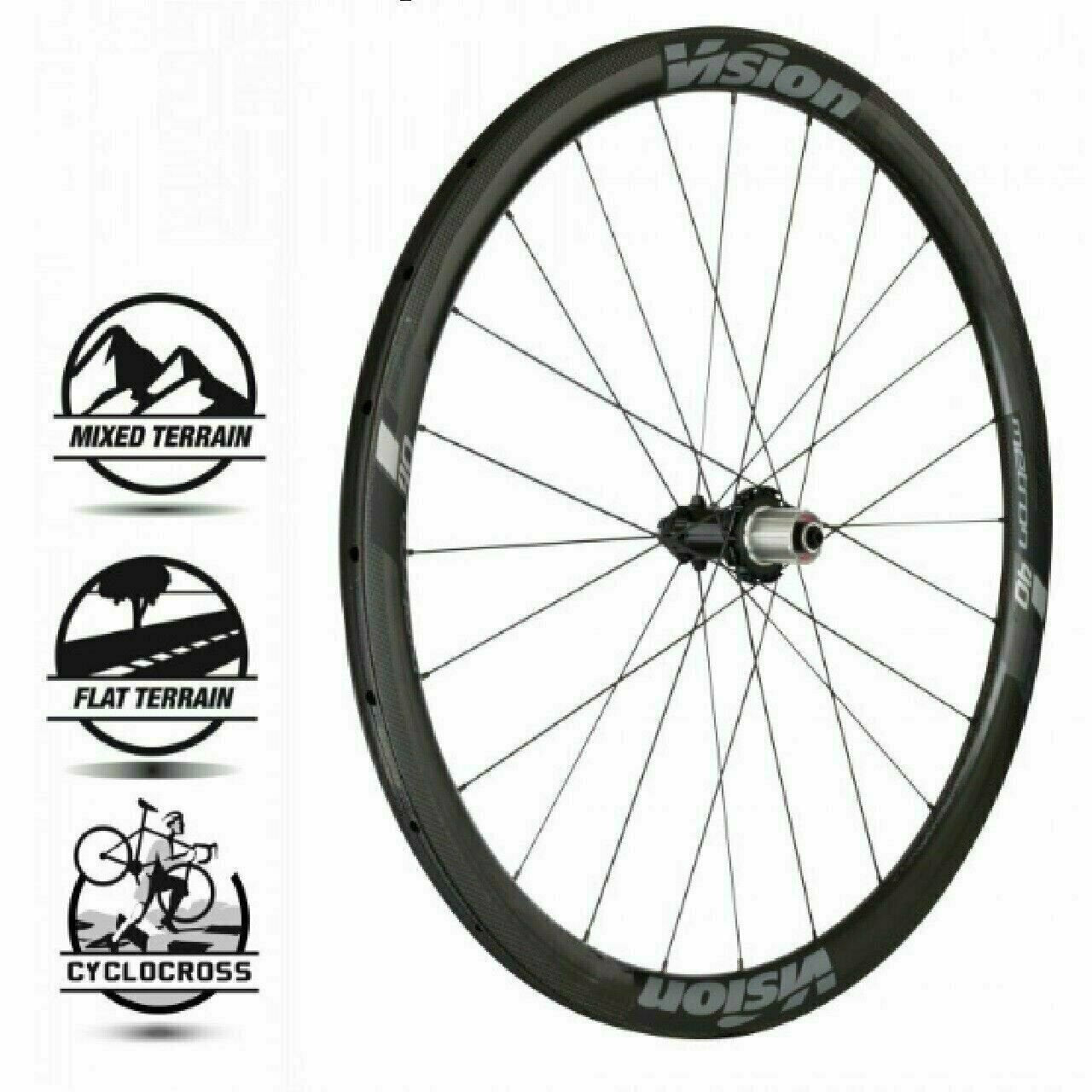 Disc Brake Wheelset Vision Metron 40 SL Tubular 6 Bolt  21/24H-700C shimano 11sp