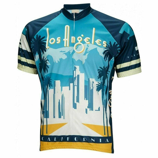 World Jerseys LA Los Angeles Skyline Cycling Jersey Men's full Zip