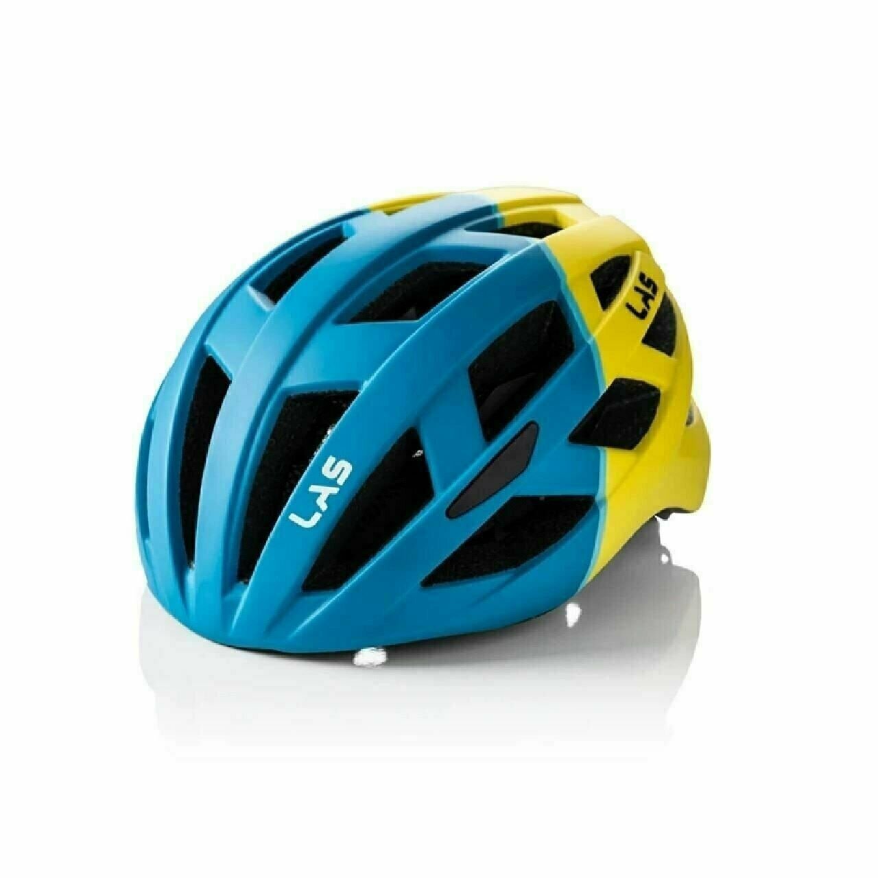 LAS Enigma Mountain Bike Helmet w/Removable Visor Blue/Yellow