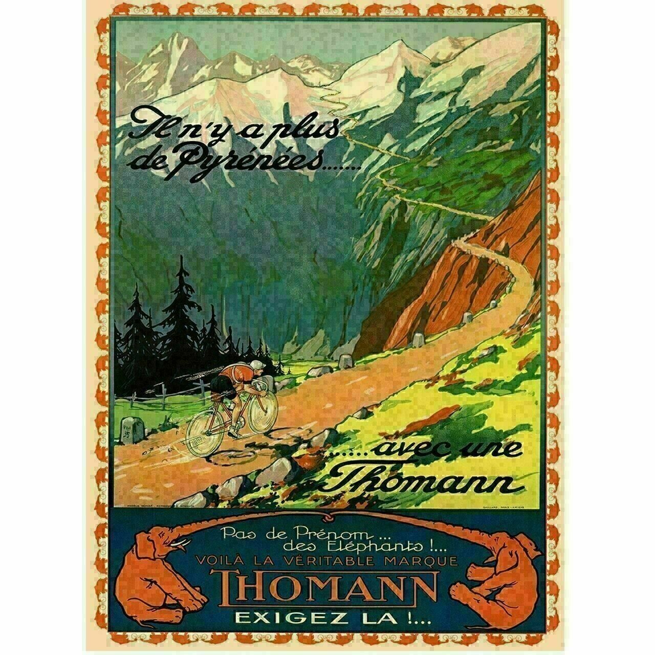 Cycling Poster Thomann 1925 Tour de France Vintage Bicycling Art Poster