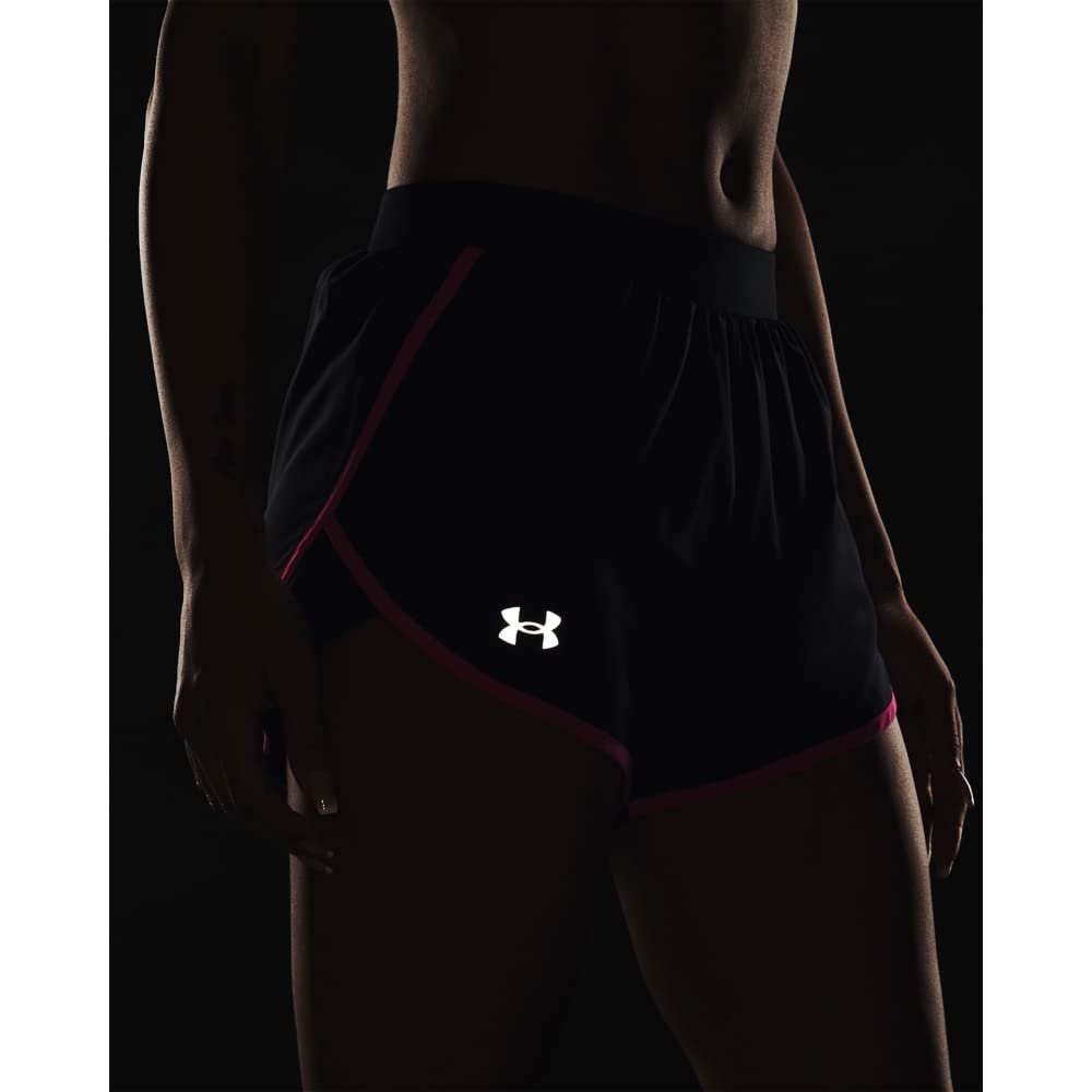 Under Armour Fly by 2.0 Running Shorts, Black/Rebel Pink/Reflective, Medium