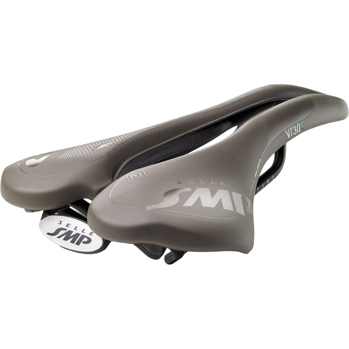 Selle SMP Vt30c-Gel Saddle W/ Carbon Rail Grey-Brown Gravel, 155Mm