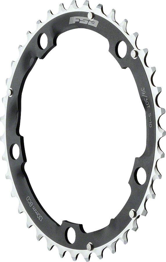 FSA, 39T, 10sp., BCD: 130mm, 5 Bolts, Intérieur Chainring, For Road triple, Aluminum, Black, 370-0239