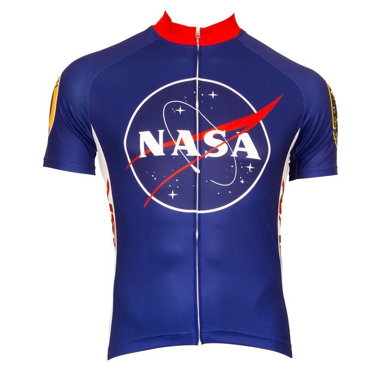 Cycling JERSEY Retro NASA Logo MEN'S Red/white/blue full zipper short sleeve