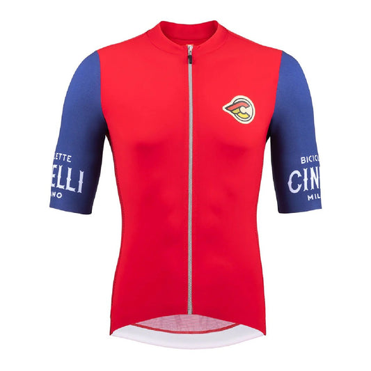 Cinelli Supercorsa Full Zip Cycling Jersey |Targa Red/Blue