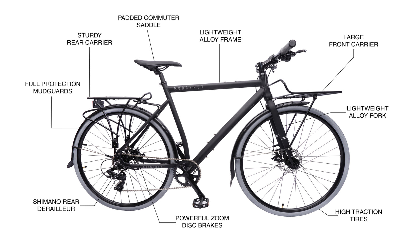 Muddy Fox Gridlock 700C Urban (Stealth) - Equipped 7-Speed City/Commuter Bike