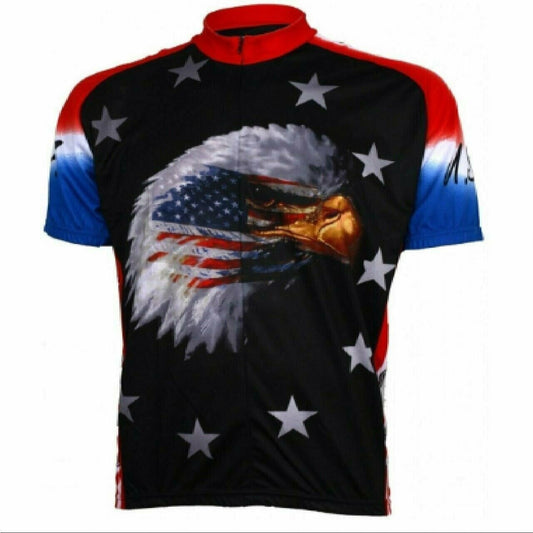 Cycling Jersey American Eagle Patriotic Short Sleeve Men's 3/4 zip