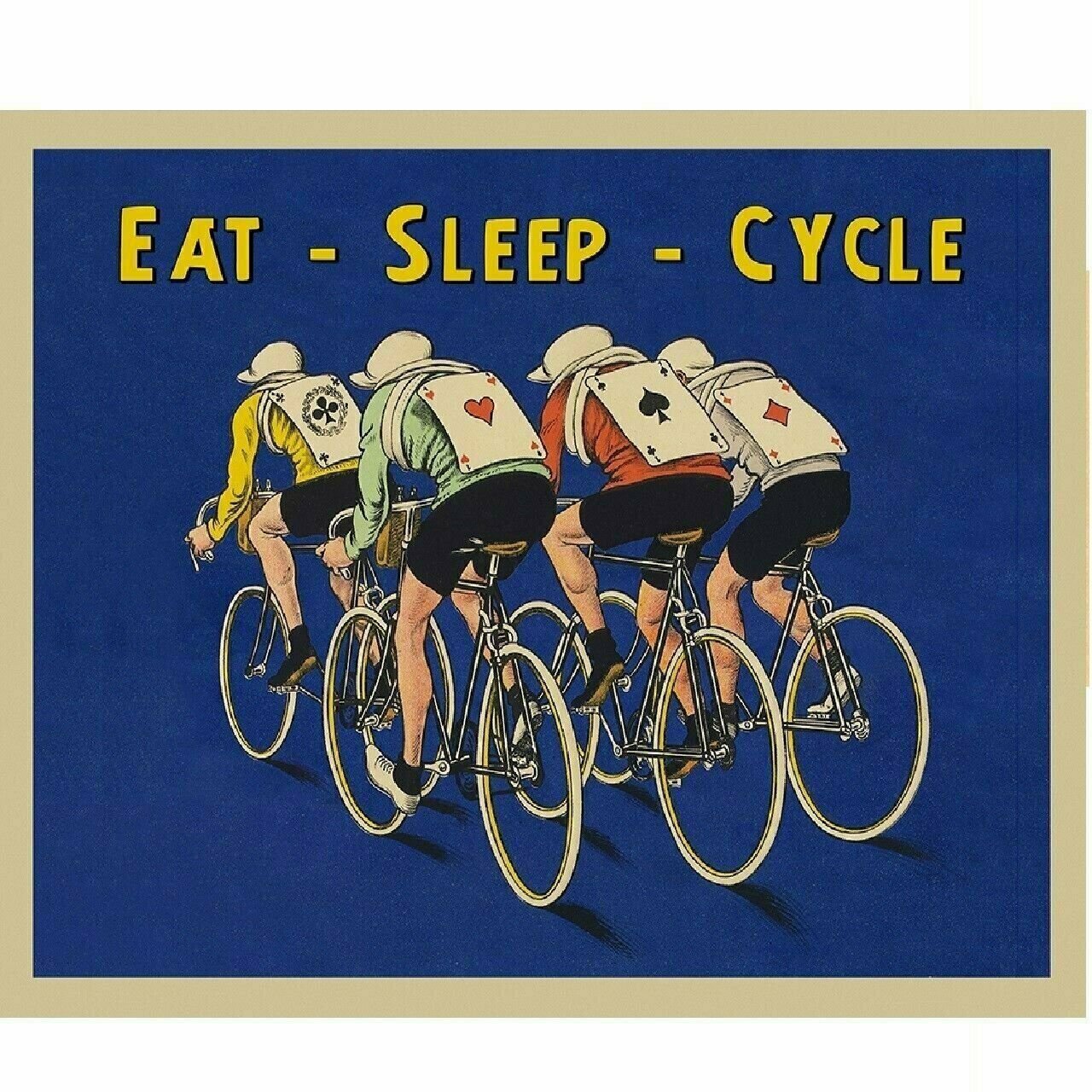 Cycling Poster Eat-Sleep-Cycle Bike Fine Art Bicycle Cycling Poster  18" x 24"