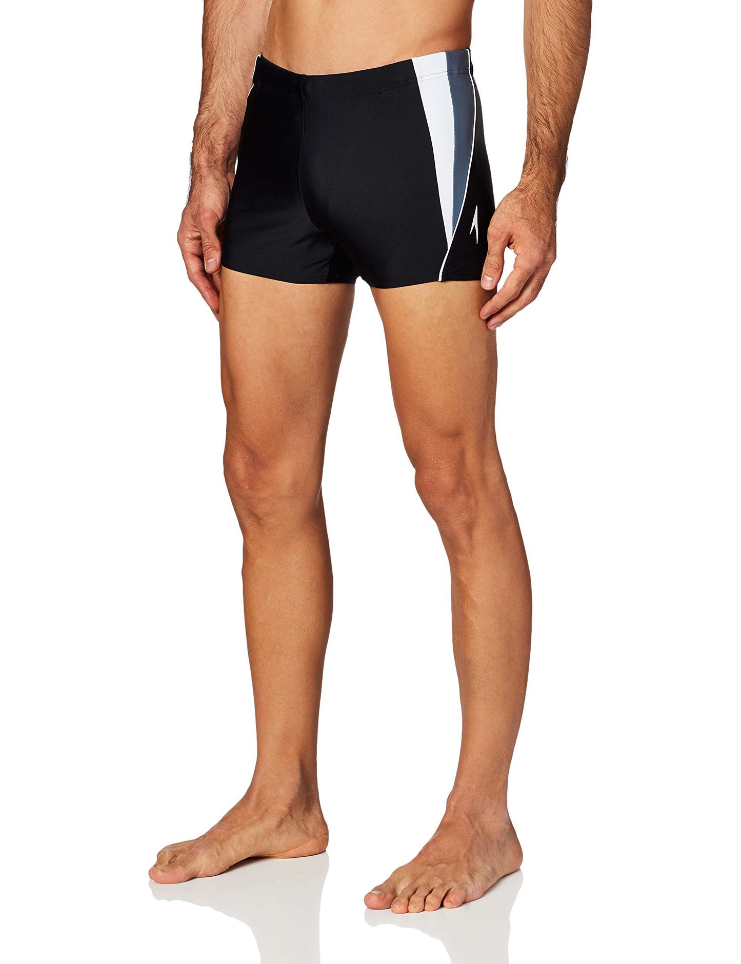 Speedo Men's Swimsuit Square Leg Splice, Black/Black, Large