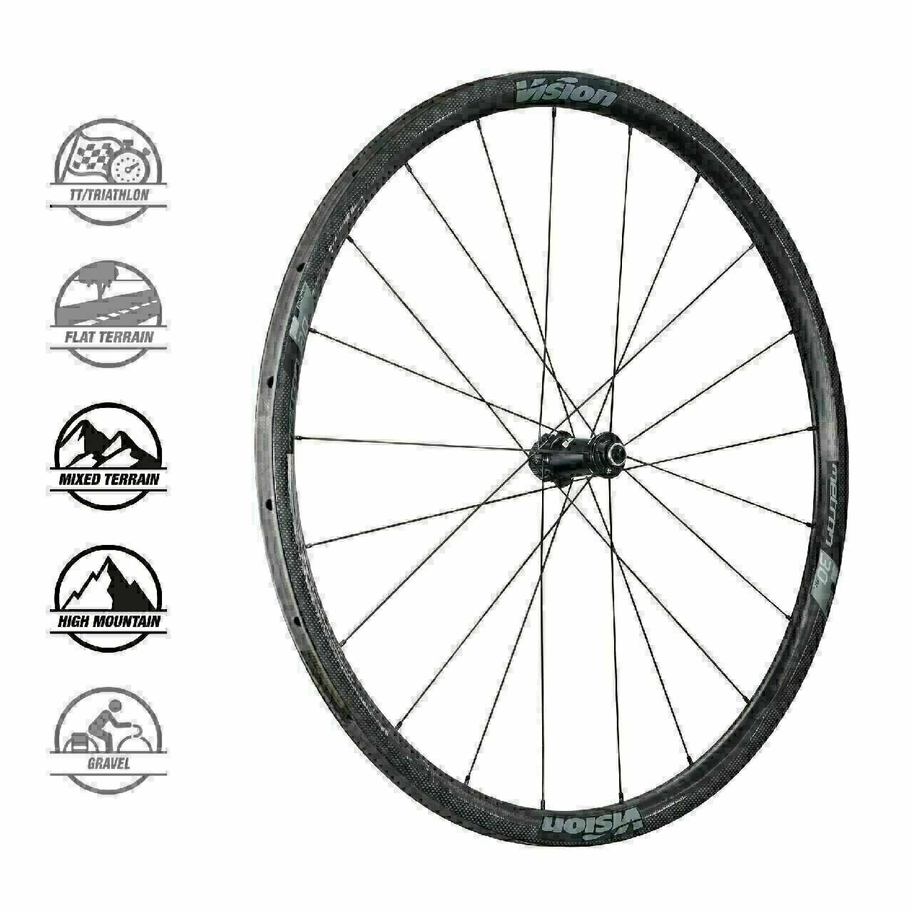 Carbon Road Wheels Vision Metron 30 SL Disc Center Lock Tubular 16/21H 11 spd