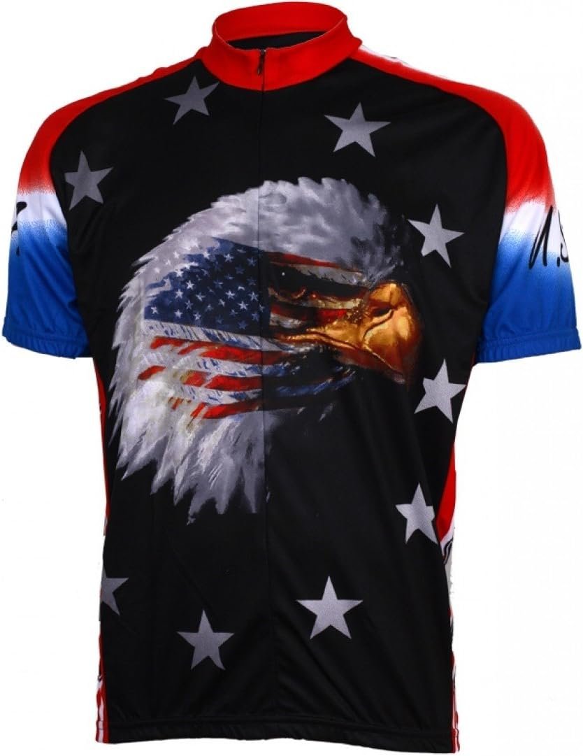 Cycling Jersey American Eagle Patriotic Short Sleeve Men's 3/4 zip