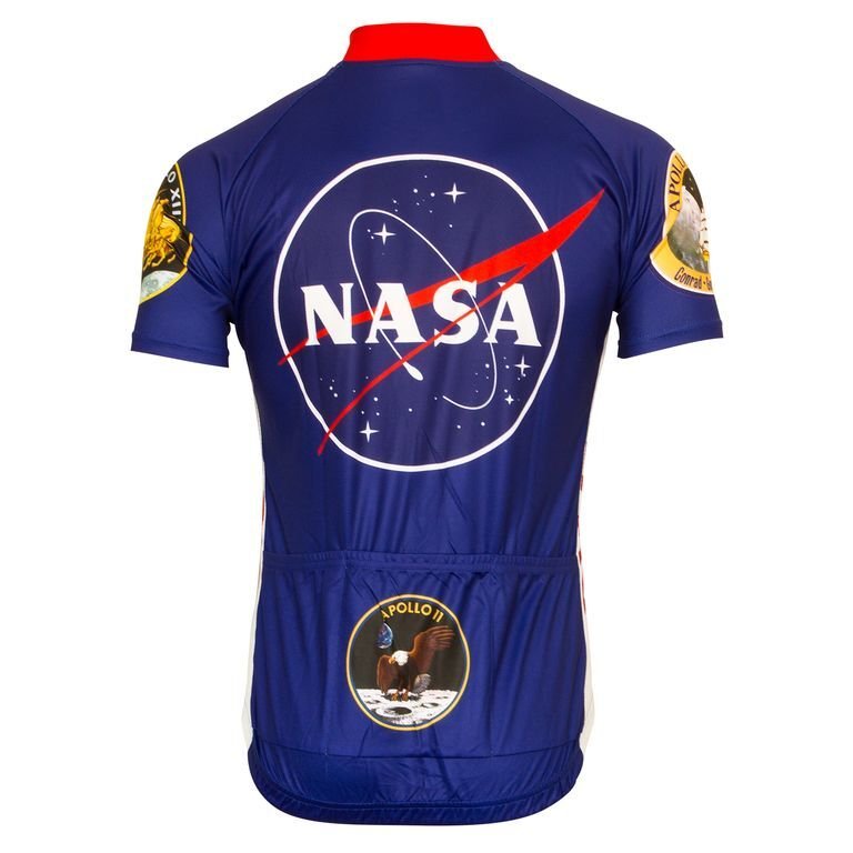 Cycling JERSEY Retro NASA Logo MEN'S Red/white/blue full zipper short sleeve