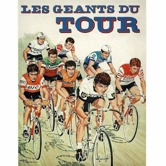 Cycling Poster The Giants of the Tour de France Fine Art Vintage 18" x 24"