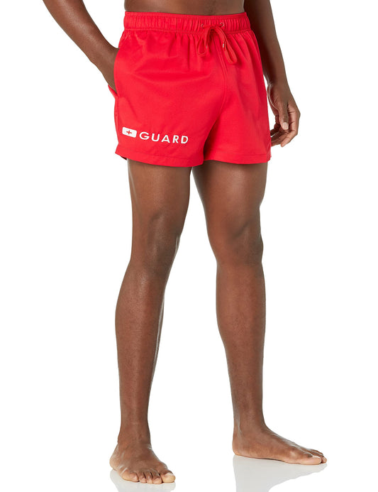 Speedo Men's Standard Guard Swimsuit Trunk Volley, 14" High Risk Red, Small