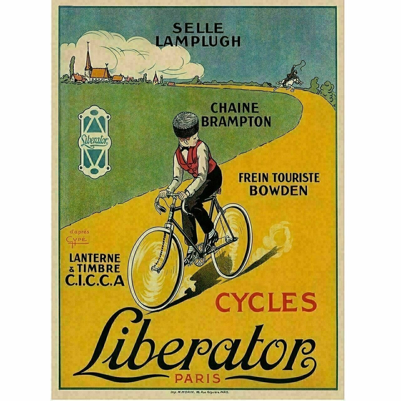 Cycling Poster Cycles Liberator Paris Vintage Bicycling -d'apres Gype