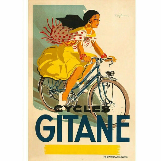 Cycling Poster Gitane Bicycles Fine Art Vintage Bicycle Cycling Poster Print