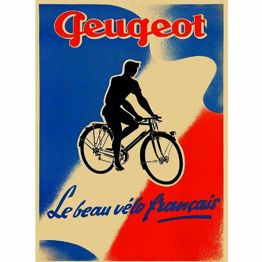 Cycling Poster Peugeot Beautiful Bicycle Poster Fine Art Vintage 18" x 24"