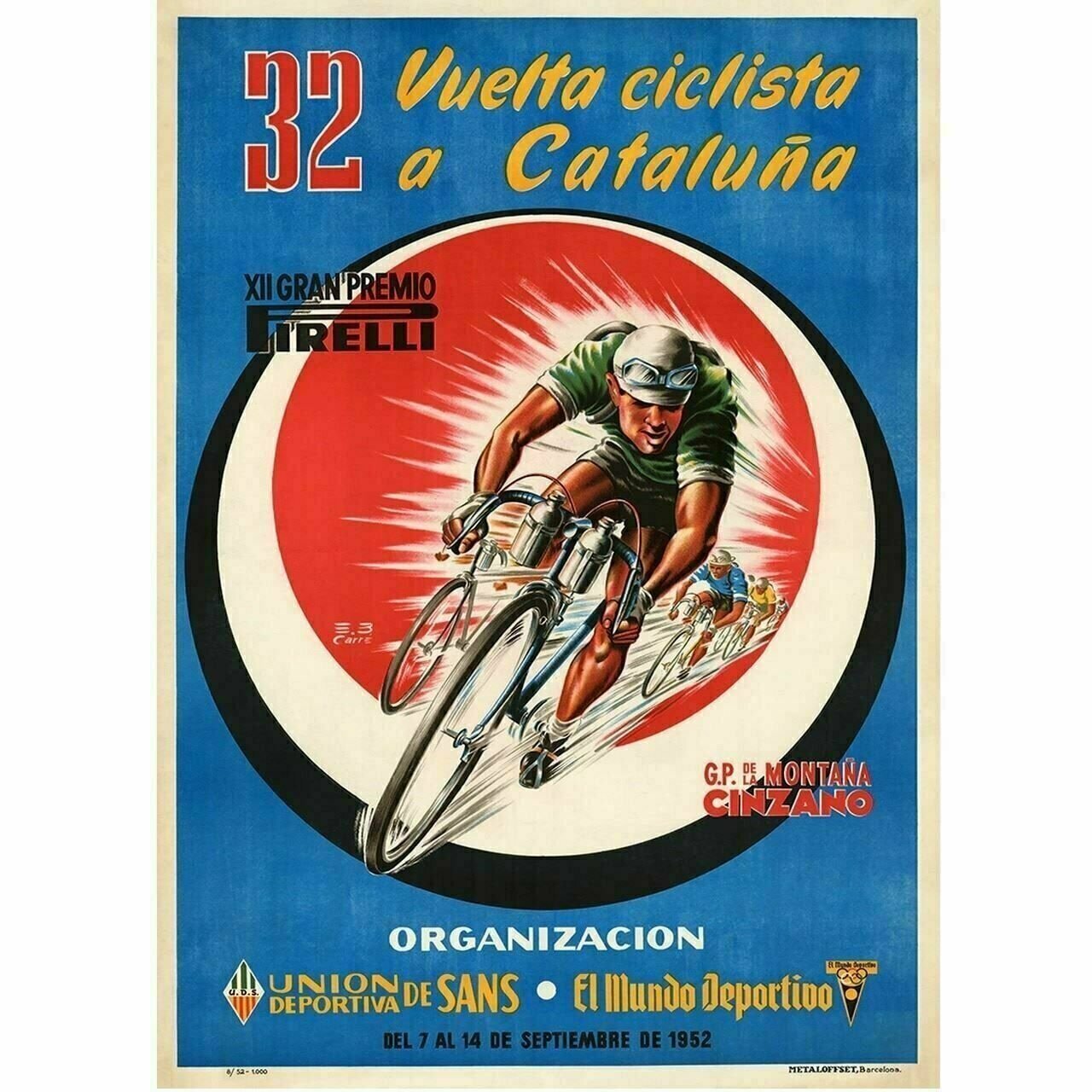 Cycling Poster Vuelta a Cataluna Bicycle racing Poster vintage bicycle art