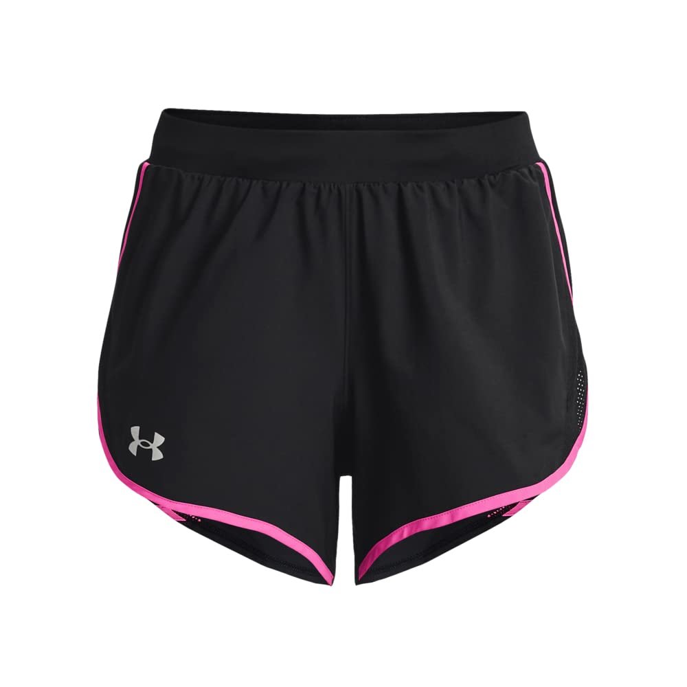 Under Armour Fly by 2.0 Running Shorts, Black/Rebel Pink/Reflective, Medium