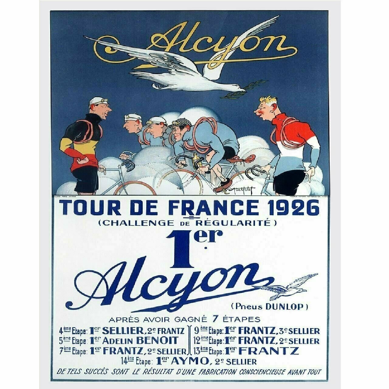 Bicycle Poster Alcyon Tour de France 1926 Fine Art Vintage Poster 24" x 36"