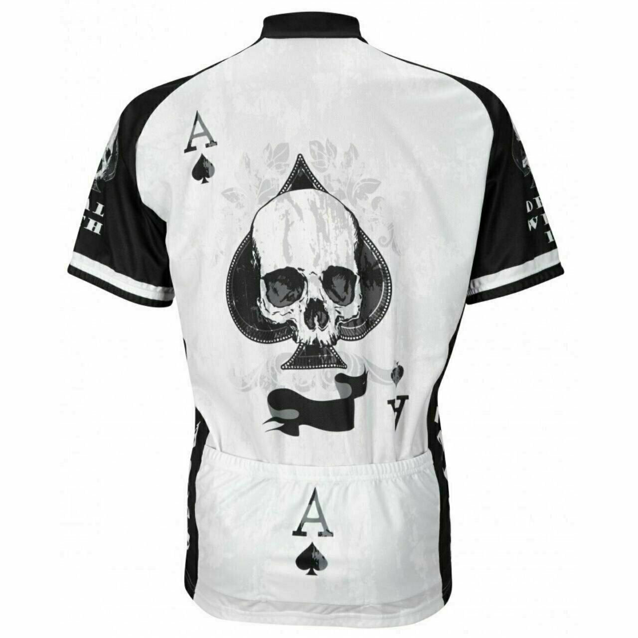 Cycling Jersey Deal With It Ace of Spades Skull Short sleeve 16" zip men's