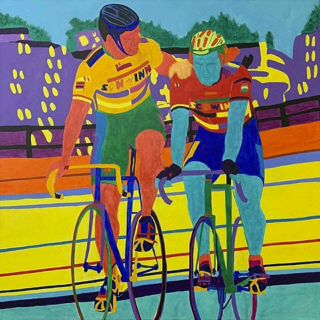 Cycling Poster Jimmy & Mark Velodrome Bike Racing Bicycling Art Poster