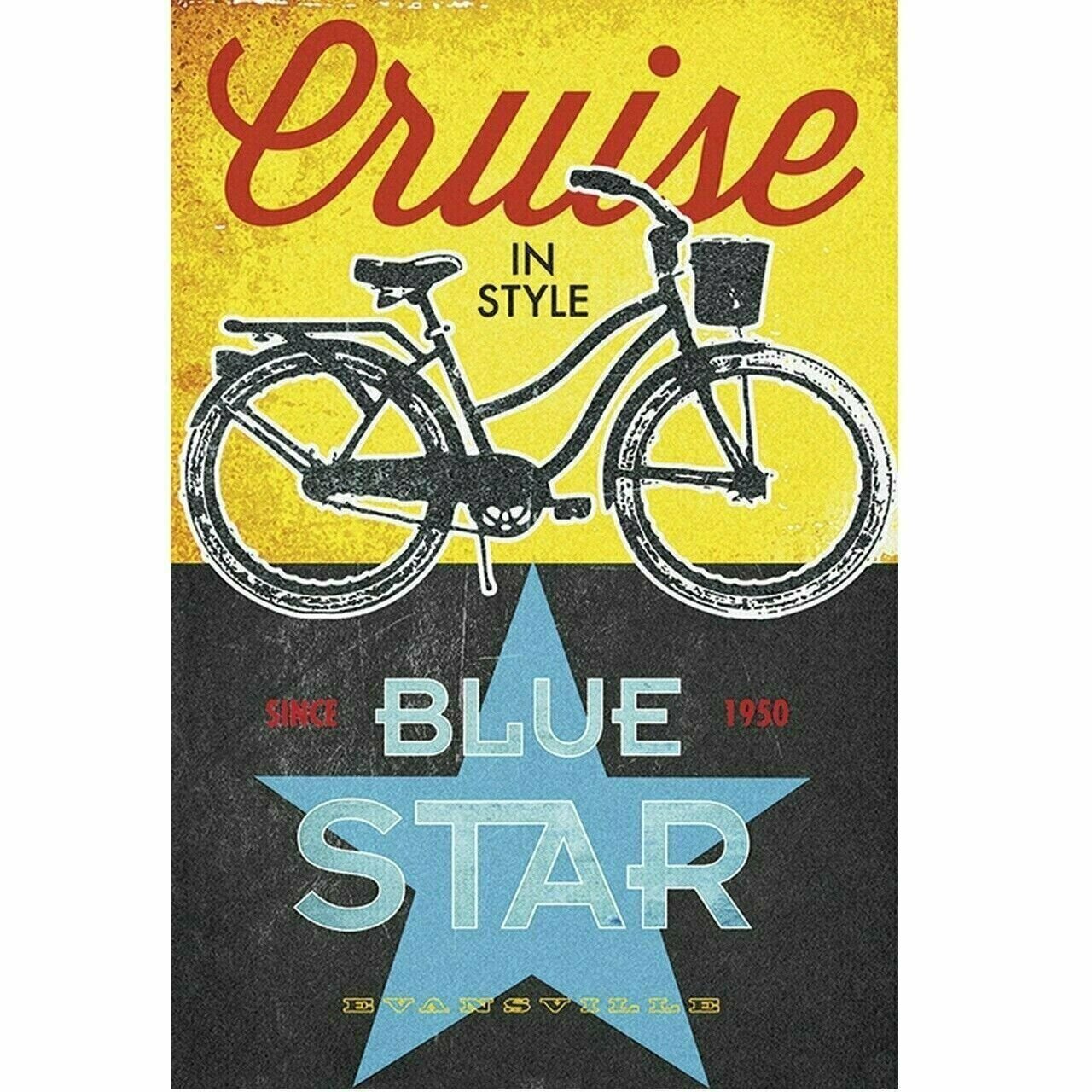 Blue Star Bicycles Vintage Bicycling Art Poster by John Evans