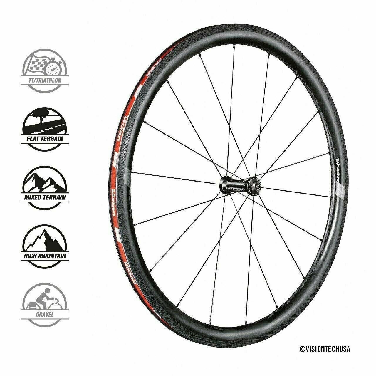 Vision SC40 TL Carbon 700c Clincher Rim brake Wheelset Shimano 11 spd