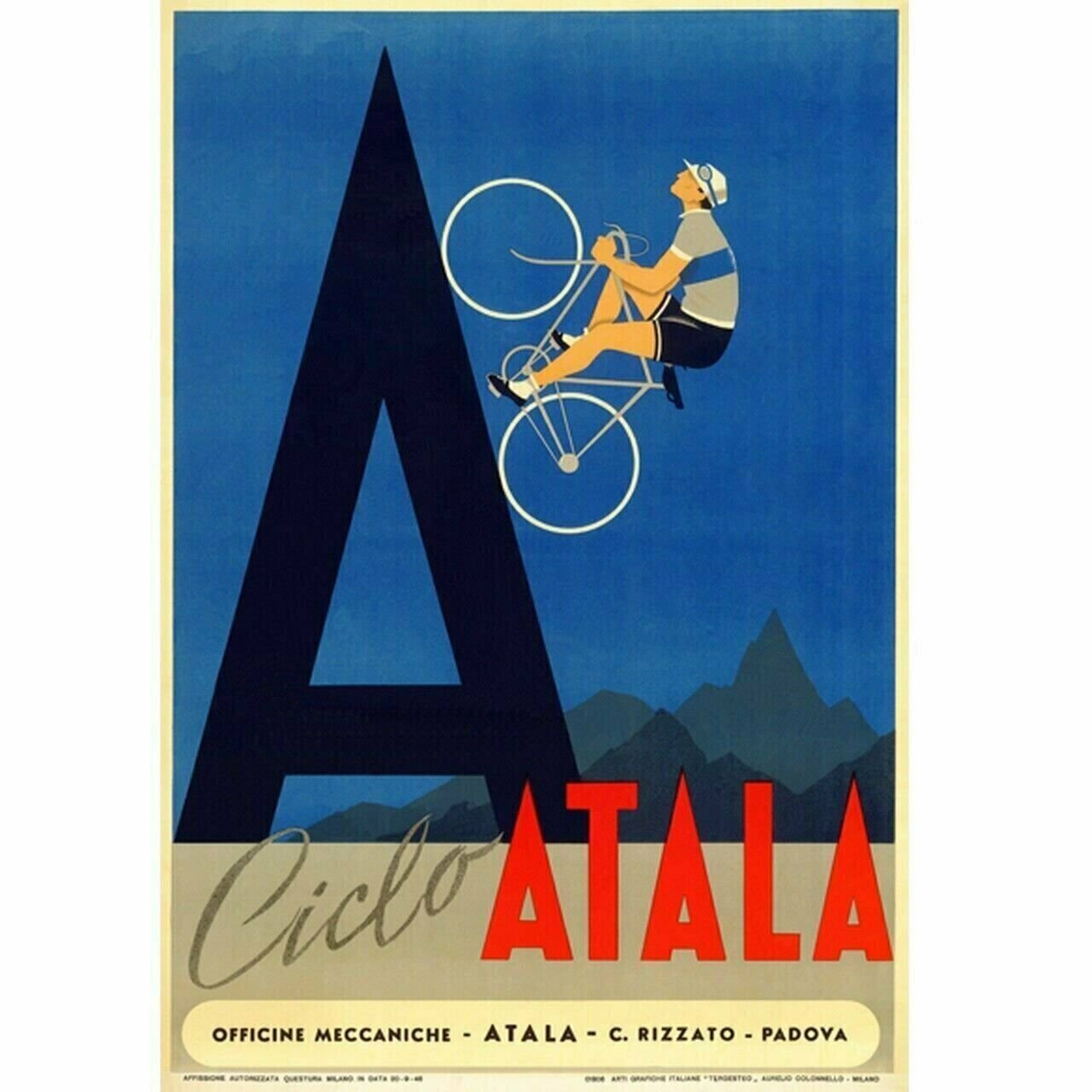 Cycling Poster Ciclo Atala Bicycle Poster Vintage Bicycling Art Poster