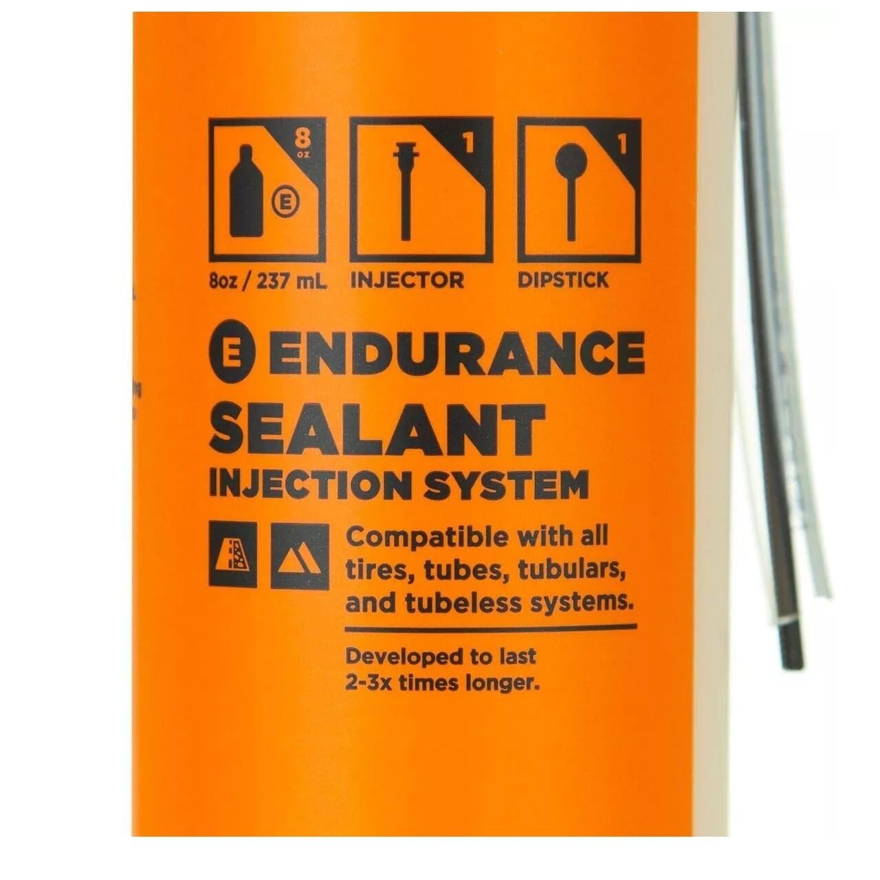 Orange Seal Endurance Formula Tubeless Bike Tire Sealant 8oz w/Injector (2-Pack)