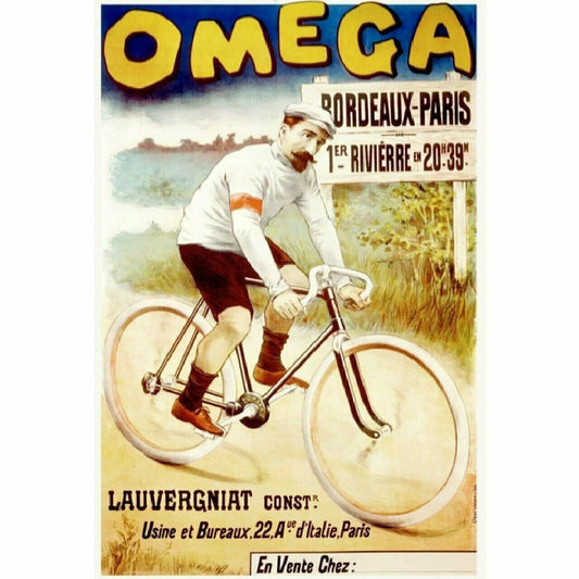 Cycling Poster Omega Bordeaux-Paris Bicycle Poster Fine Art Vintage 24" x 36"