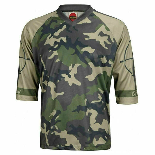 Outlaw Green Camo Men's Mountain Bike MTB Jersey 3/4 length sleeve loose fit casual