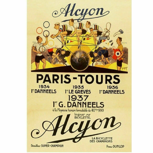 Cycling Poster Alcyon - Paris-Tours Poster Vintage Fine Art 24" x 36"