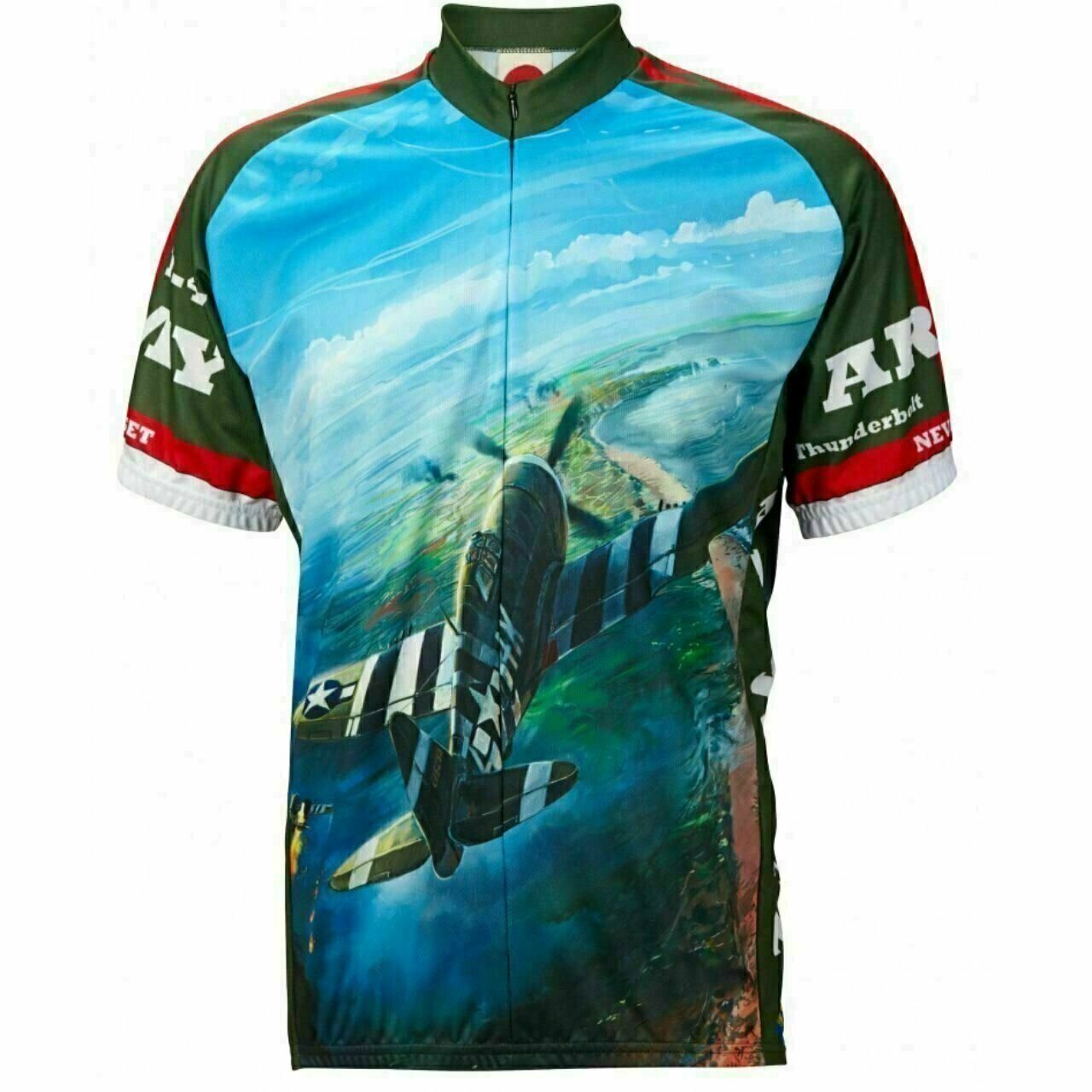 Cycling jersey US Army P-47 WWII Short sleeve Full zip men's cycling jersey