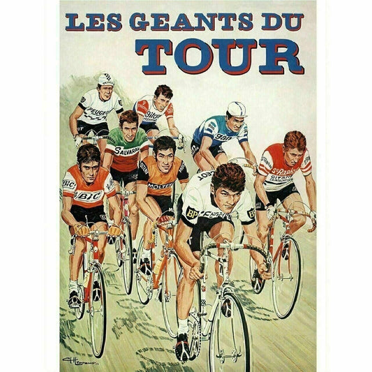 Cycling Poster Giants of the Tour De France Cycling Poster Vintage Bicycling Art